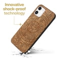 thumbnail image 3 of Case Yard Wooden Case Outside Soft TPU Silicone, Slim Fit Shockproof Wood Protective Phone Cover for Girls Boys Men and Women, Supports Wireless Charging Maya Calendar Design case for iPhone-12-Mini, 3 of 7