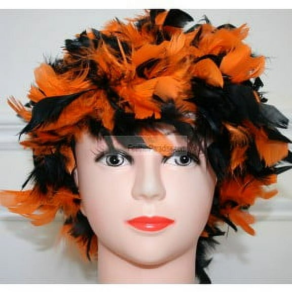 Mix Orange and Black Chandelle Feather Wig Halloween Costume Wig