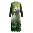 thumbnail image 5 of Xoenoiee Cat Shamrock Print Nightgowns for Women Button Down Long Pajama Dress St. Patrick's Day Soft Full Length Sleepshirt V Neck Sleepwear House Dress, S, 5 of 7