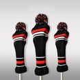 thumbnail image 4 of Eigraketly 3PCS Golf Club Head Covers Buena compatibilidad Clubs Headcovers lavable Artículos deportivos Hombres Deportes al aire libre Golf negro rojo, 4 of 6