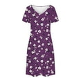 thumbnail image 3 of Hvot&aat Womens Summer Dress Floral Print Casual Short Sleeve Dress with Pockets A-Line Swing Dress for Beach or Daily Wear, 3 of 7