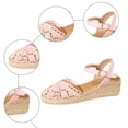 thumbnail image 4 of Rokment Womens Crochet Platform Wedge Sandals Bohemian Handwoven Straw Espadrilles Chunky High Heels Beach Casual Closed Toe Dress Summer Shoes for Vacation Spring Summer Fall Pink Size 8.5, 4 of 7