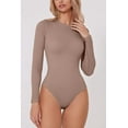 thumbnail image 4 of Women's Seamless Long Sleeve Bodysuit Crew Neck Basic Stretch T Shirt Top, 4 of 6