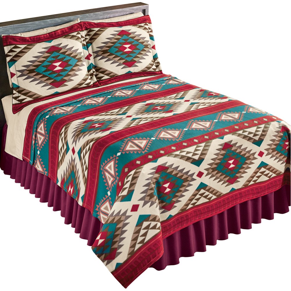 Aztec Fleece Coverlet, Southwest Design Bedding