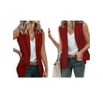 thumbnail image 3 of Women'S Sleeveless Blazer Vest Casual Open Front Single Button Summer Jacket with Pockets Wine Red L, 3 of 6