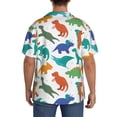 thumbnail image 5 of Vsdgher Colorful Dinosaur Print Men's Wrinkle Free Untucked Cuban Shirt Business Casual Button Down Shirts Short Sleeve Shirt, 5 of 7