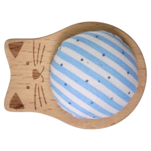 Caja de cojín para agujas, soporte para alfileres, manualidades, base de madera, suministros para coser a mano, aguja Azul
