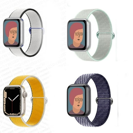 4 Pack Nylon Braided Sport Watch Bands Compatible with Apple Watch 45mm 49mm 41mm Adjustable Loop Strap Elastic Breathable Wristbands for iWatch series 8 7 SE Ultra 6 5 4 3