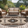 thumbnail image 5 of 8ft Washable Large Round Rug, Aztec Non-Slip Circle Area Rug for Living Room Dining Room, Brown Southwest Wind Bohemian Ethnic Wind Indoor Floor Mat for Home Decor, 5 of 9