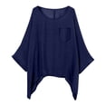thumbnail image 1 of Camiseta informal elegante de color liso con bolsillo, cómoda y holgada para mujer - Poliéster, ropa de verano - Tallas S-XXXL, estampado, 1 of 8