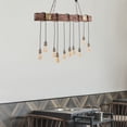 thumbnail image 3 of YIYIBYUS Retro Industrial Chandelier 10-Light Rustic Hanging Light Lantern Large Farmhouse Pendant Light Flush Mount Ceilling Rope Pendant Lamp for Kitchen Island, Dining Room Brown, 3 of 17