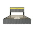thumbnail image 4 of YDSM Full Size Bed Frame with LED, 4 Under-bed Portable Storage Drawers, Wings Headboard Design, Light Grey, 4 of 6