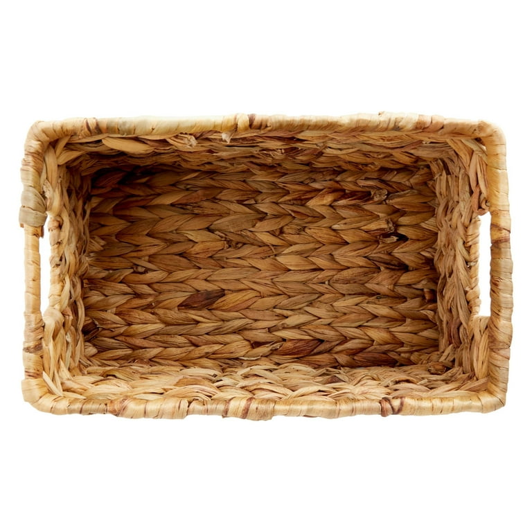 2 Pack Small Rectangular Wicker Baskets for Shelves, 6 Inch Wide Hand Woven  Water Hyacinth Baskets for Shelf Organizing, Storage