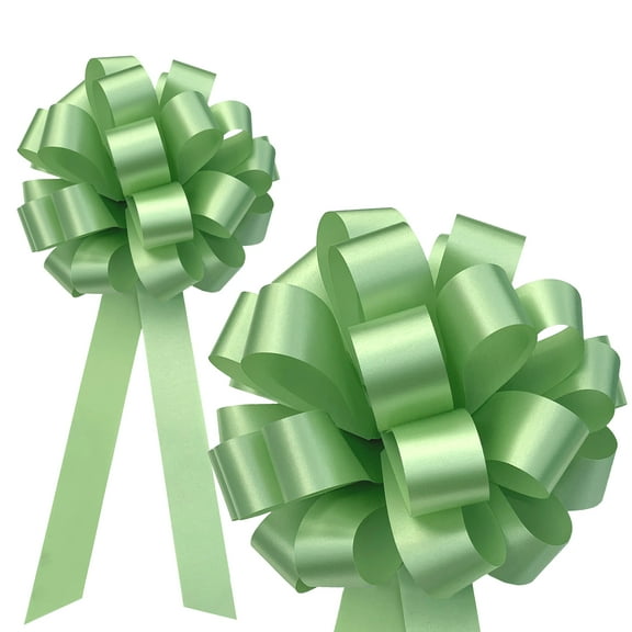 Sage Green Pull Bows with Tails - 8" Wide, Set of 6, St. Patrick's Day, Easter, Christmas, Fall Decor, Spring, Thanksgiving, Wedding