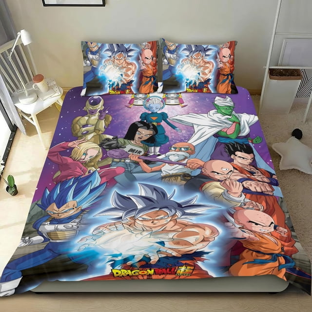 Dragon Ball Conjunto de sábanas temático, trío de piezas, cómodo y amigable con la piel, diseño único, regalo de decoración para el hogar para familiares, amigos y fans,135cm *200cm