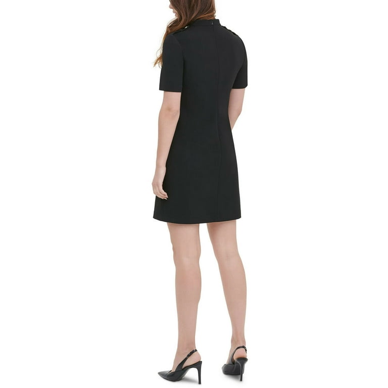 Calvin Klein Women Mandarin Collar Sheath Dress Black Size 8