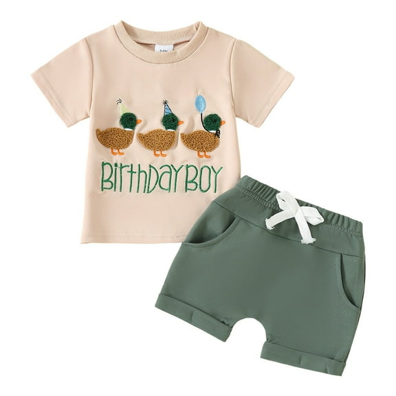 Zshosam Baby Boy Beach Outfit Boys Clothes Daily Casual Short Sleeve Top Shorts 2 Pieces Outfit Set Size 12 18 Months,(Light Green 12-18 Months)