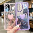 thumbnail image 3 of Compatible with Samsung Galaxy Note 20 Ultra Cute 3D Love Heart Phone Case,Glitter Bling Clear Case Curly Wave Frame Case Women Soft Shockproof Cover (Pink, Samsung Galaxy Note 20 Ultra), 3 of 12