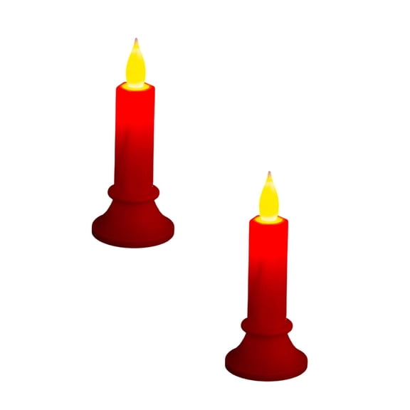 Battery Operated Window Candles, LED Taper Candlesticks with Flickering Flame & Holder, Flameless Christmas Halloween Decor, 2 Pack Cordless Electric Candles for Home