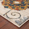 thumbnail image 3 of 10' X 13' Ivory Blue Gold Green Orange Rust And Teal Floral Power Loom Stain Resistant Area Rug, 3 of 5