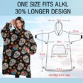 thumbnail image 4 of Oversized Wearable Blanket Hoodie,Black Colorful Skull Flower Pattern Sherpa Blanket Hoodie with Super Pockets,Super Warm Fuzzy Pullover for Women & Men, 4 of 6