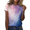 thumbnail image 3 of Ink Wash Blending T Shirts Basic T-Shirt Short Sleeve Ladies Tee Shirt Summer Graphic Clothing, 3 of 5