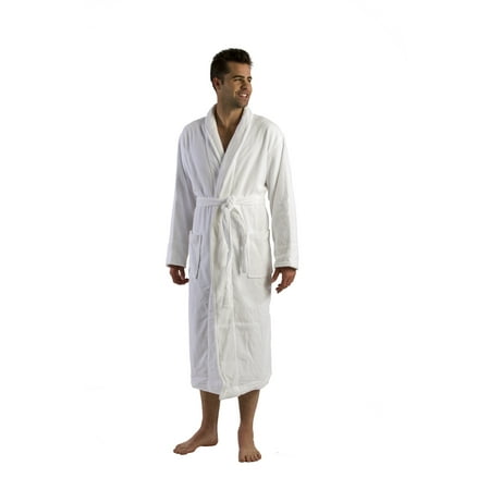 Girls Fleece Shawl Collar Robe - byLora, Shawl Collar Unisex Adult Robes, White Color, Size 2XL/3XL