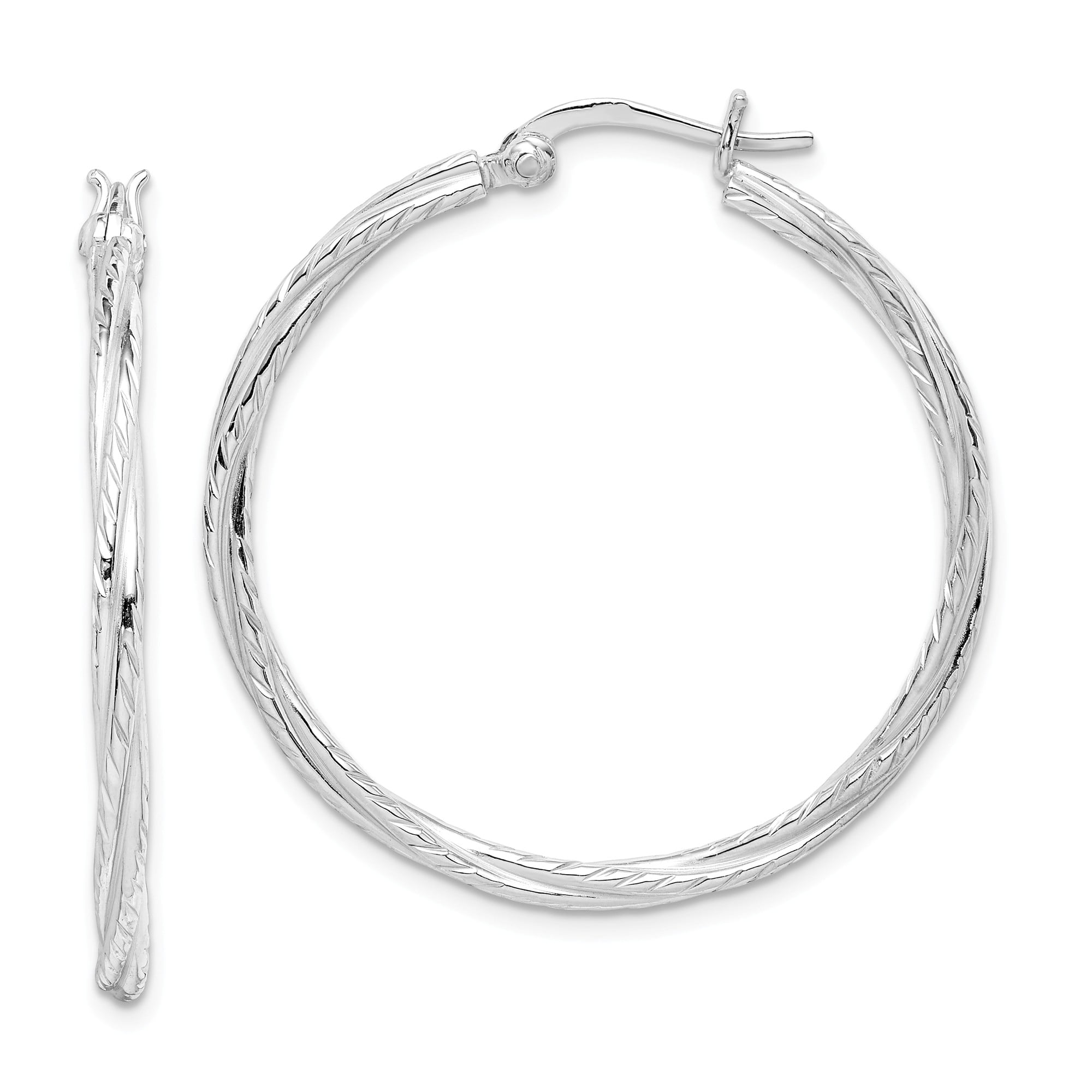 Bonyak Jewelry Sterling Silver Rhodium Plated Twisted Hoops Walmart
