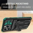 thumbnail image 4 of SaniMore for iPhone 14 Pro 6.1" Upgraded Military Shockproof Case, Rugged PC Back & TPU Bumpers Case with Invisible Sliding Card Slot & Kickstand Shockproof Protective Case, Darkgreen, 4 of 10