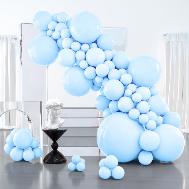 Balloon PartyWoo, color azul pastel, 127 unidades, diferentes tamaños