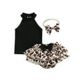 thumbnail image 2 of Baby Girl 3Pcs Summer Outfits, Sleeveless Halter Tops + Ruffle Shorts + Headband Set, 2 of 10