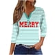 thumbnail image 2 of Fiudx Ofertas Relámpago Blusa de Manga 3/4 Corta Estampada a La Moda para Mujer, Blusa Informal con Cuello Redondo, 2 of 5