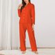thumbnail image 2 of Fotbe Orange Conjunto de Pijama de Manga Larga para Mujer con Estampado, Ropa de Dormir de 2 Piezas, Conjunto de Casa Suave y Cómodo con Bolsillos-Large, 2 of 7