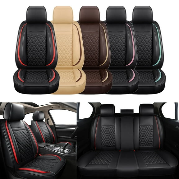 For Subaru Legacy 2000-2024 Car 5 Seat Covers Front&Rear Full Set Cushion Luxury PU Leather Protector Waterproof Beige