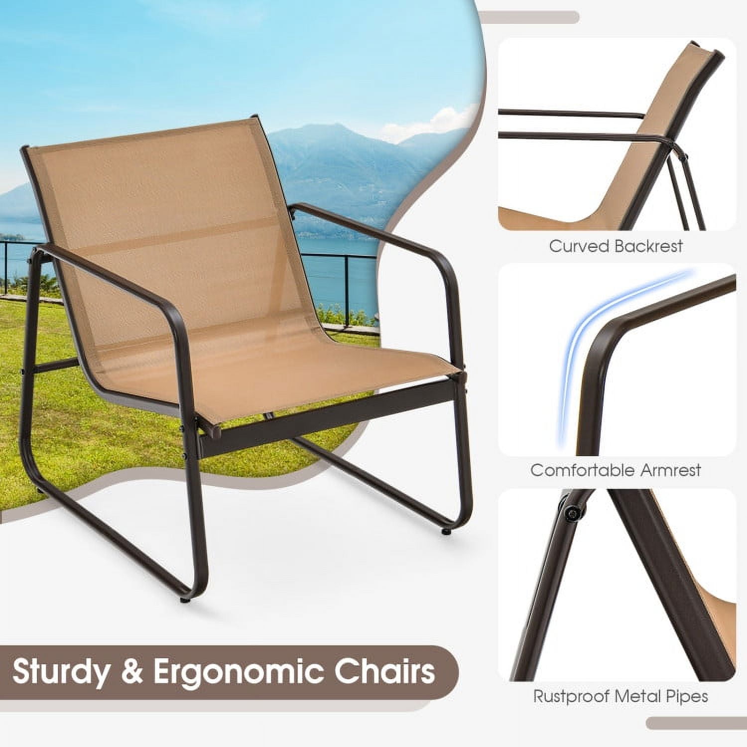 Aimee Lii 4 Pieces Outdoor Conversation Set with Glass Coffee Table, Patio Sectional Furniture Set, Brown Aimee Lii 4 Pieces Outdoor Conversation Set with Glass Coffee Table, Patio Sectional Furniture Set, Brown