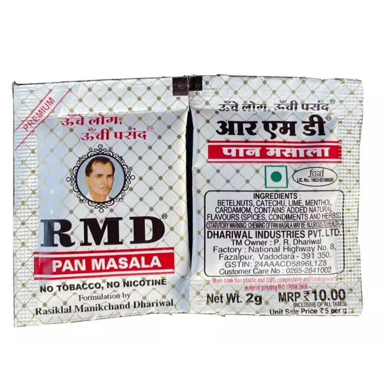 pan masala without tobacco Authentic RMD Pan Masala | With box of 60 pouch | 2g Each | Free shipping