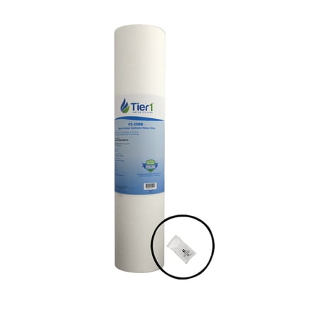 Tier1 5 Micron 20 Inch x 4.5 Inch Spun Wound Polypropylene Whole House Sediment Water Filter Replacement Cartridge Kit with O-ring and Lubricant | Compatible with DGD-5005-20, Home Water Filter