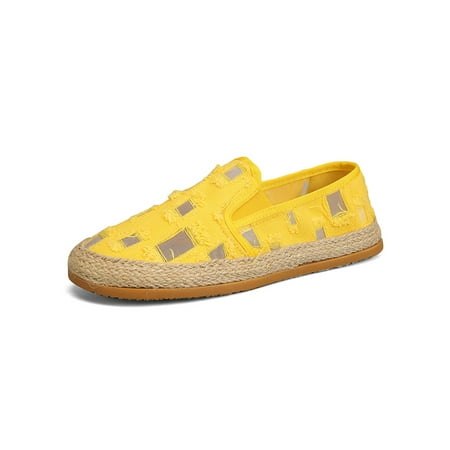 

Gomelly Men Flats Slip-On Canvas Shoe Round Toe Espadrille Loafers Comfortable Casual Shoes Outdoor Driving Espadrilles Yellow 6