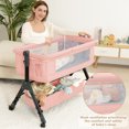 thumbnail image 5 of Infant Bassinet Sleeper, Adjustable Bedside Sleeper, Lightweight and Convenient, Comfortable Mattress with Wheels and Storage Basket - Pink, 5 of 8