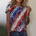 thumbnail image 2 of SELONE Casual Shirts for Women July 4th Short Sleeve Crewneck USA Themed Apparel Red White Blue Wear Clothes Gifts Activewear 2XL, 2 of 5