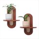 thumbnail image 1 of Juego de 2 Estantes Flotantes de Ratán para Pared, Estilo Bohemio Rústico de Madera, para Colgar en la Pared, con Pequeñas Plantas y Cuadros., 1 of 5