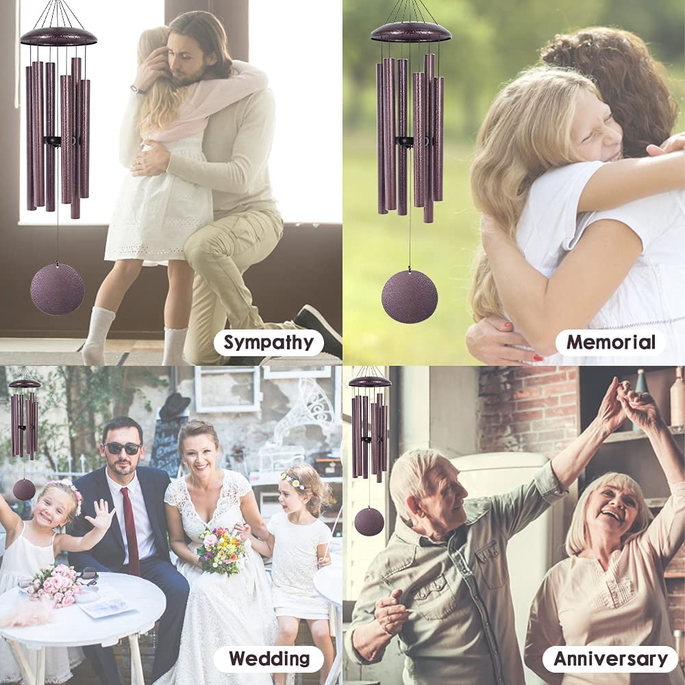 Wind Chimes Deep Tone  36 Inch Large Metal Windchimes Outdoor With 6 Tubes Deliver Soft Melody Tuned For Garden Balcony Patio And Home Decor. Bronze