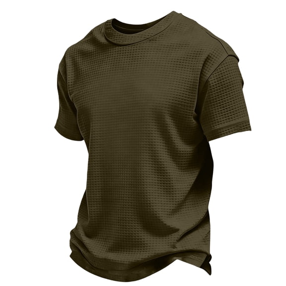 Trgacdwlo S-5XL Big and Tall Men's Waffle Shirt Crew Neck Men's Shirts Short Sleeve Summer Sports Running Jersey for Men