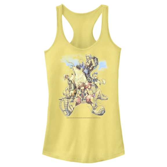 Junior's Kingdom Hearts Final Mix Box Art Racerback Tank Top Banana X Small