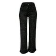 thumbnail image 4 of Womens Rhinestone Jeans Baggy Y2K Straight Wide Leg Sparkly Glitter Denim Pants (Black L), 4 of 5
