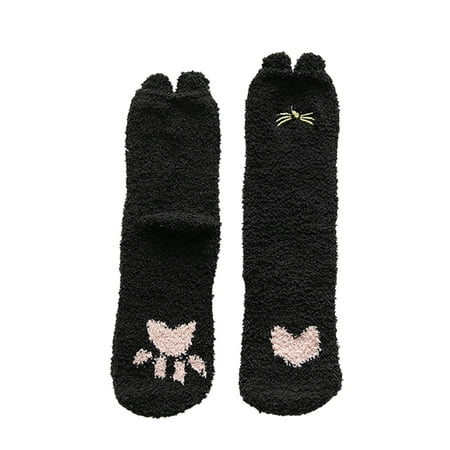 

Women Winter Printed Thickened Coral Fleece Socks Nonslip Floor Socks Stockings Calcetines Meias