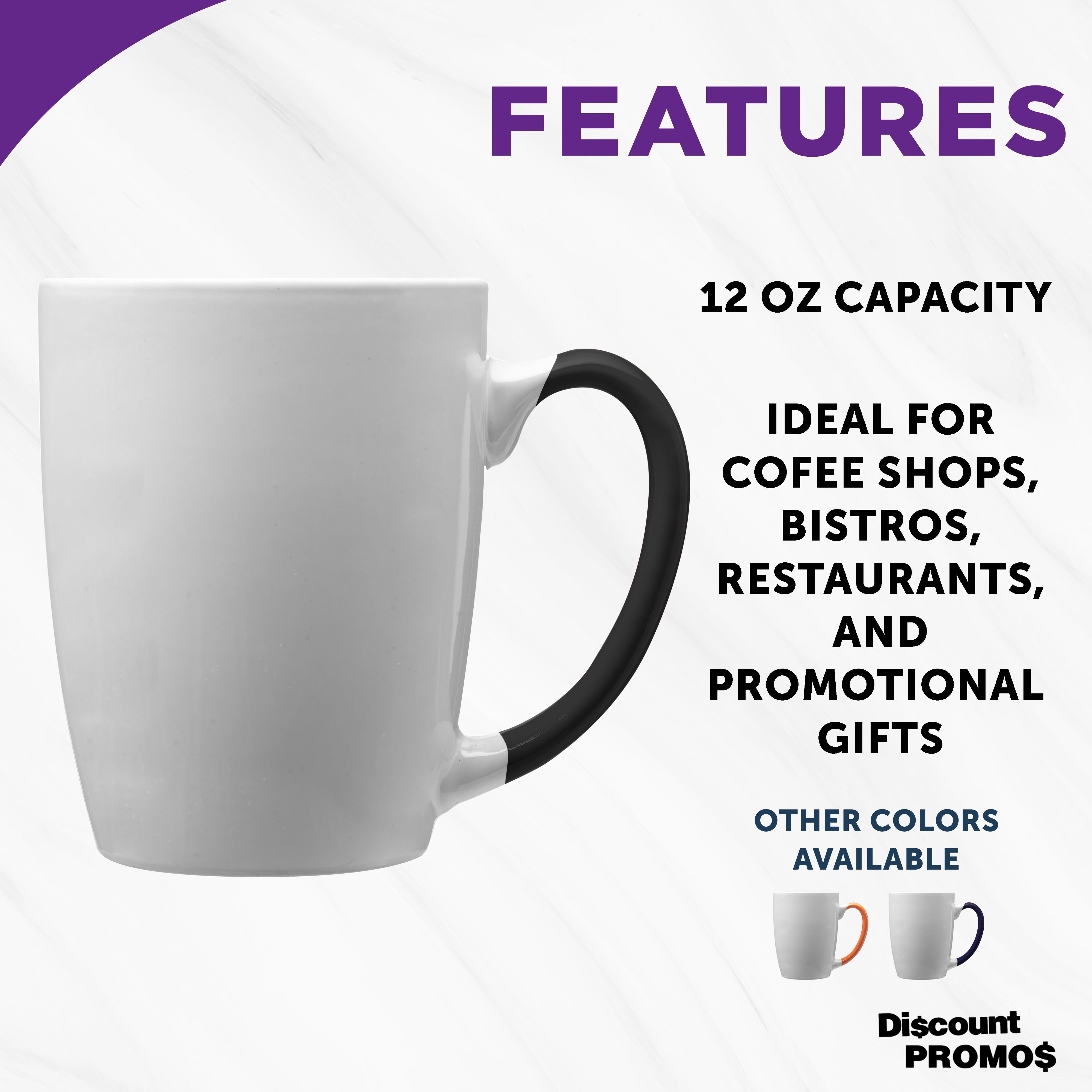 Java Two-Tone Coffee Mugs 12 oz. Set of 10, Bulk Pack - Perfect for Coffee, Tea, Espresso, Hot Cocoa, Other Beverages - Black