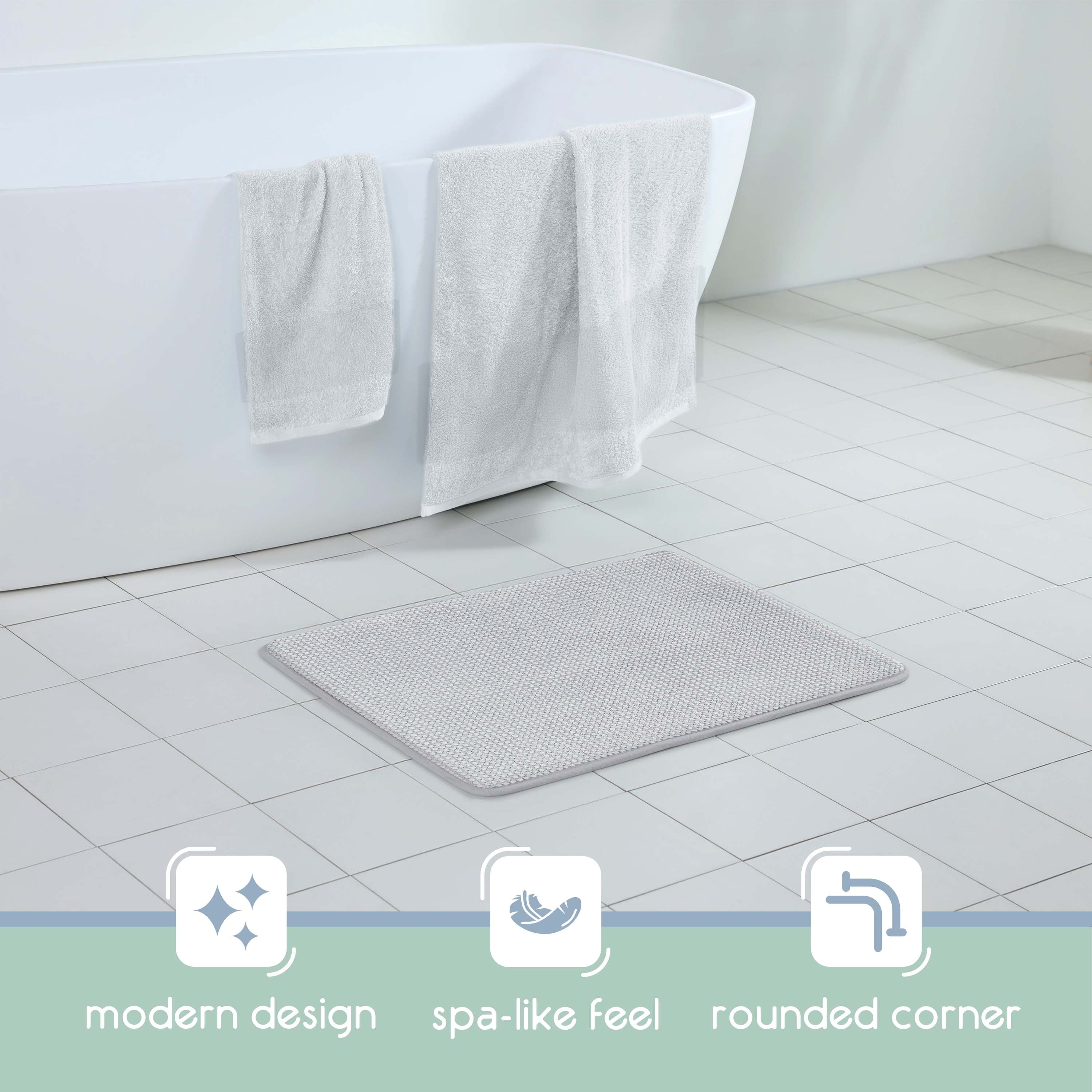 Vellux Bliss Memory Foam Bath Rug, 20" x 30", Light Grey