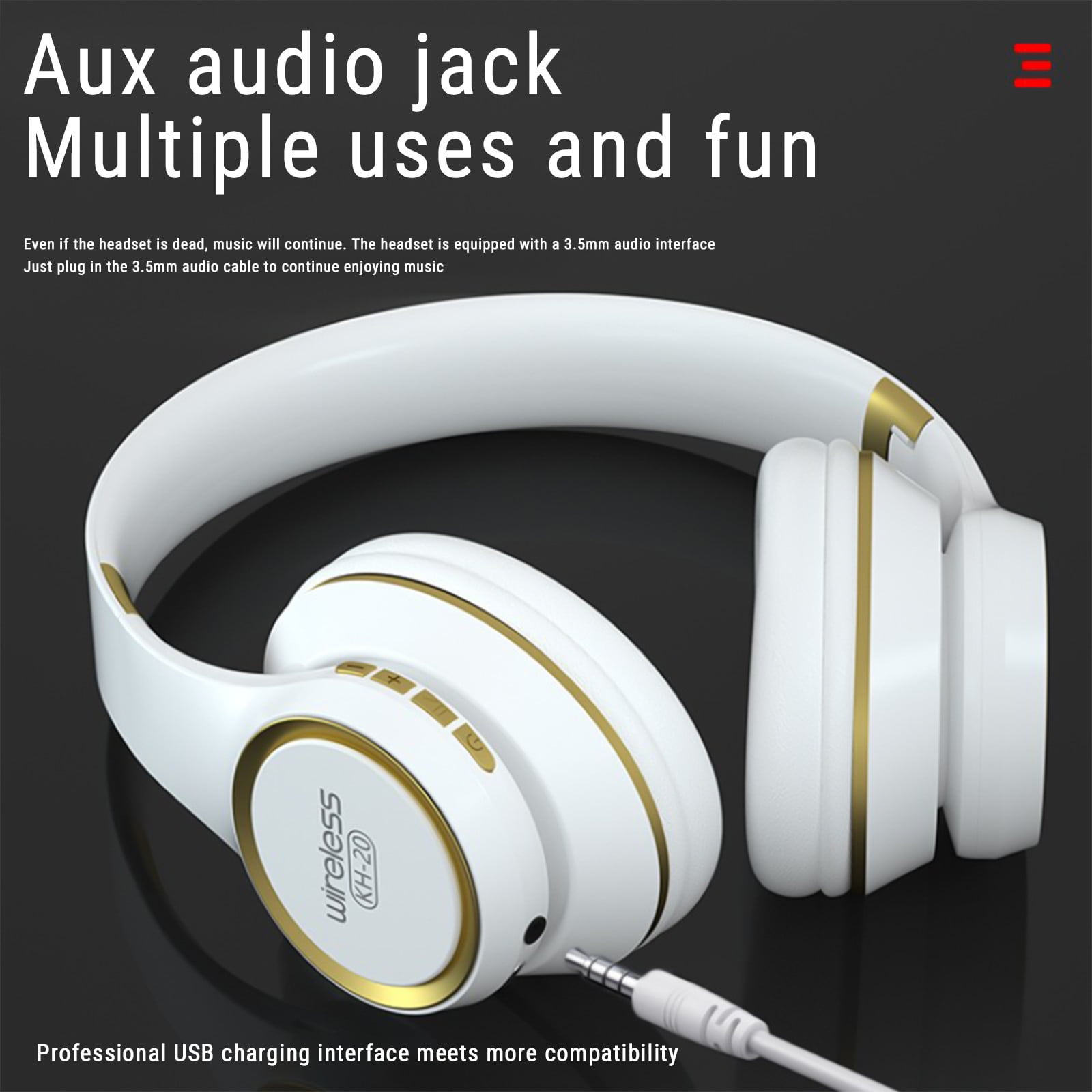 [Updated Bluetooth Headphones Over Ear, 65 Hours Playtime Wireless Headphones with Microphone,Foldable Lightweight Headset with Deep Bass,HiFi Stereo Sound for Travel Work Cellphone - White