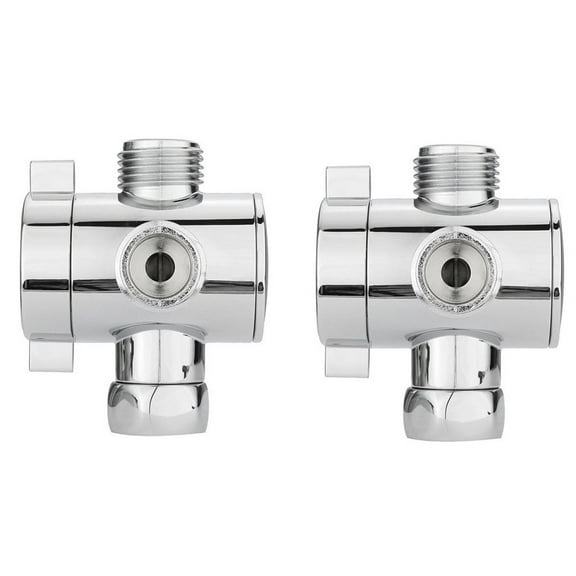 1/2 Inch ABS Three Way T-Adapter Valve - Shower Head Diverter, 1 In 2 Out, Adjustable, Easy to Install for Toilet/Bidet